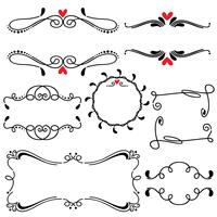 Hand drawn sketched line border wedding art vector illustration