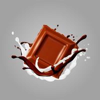 Chocolate In Splash. Vector Illustration.