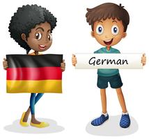 Chico y chica con bandera de alemania vector