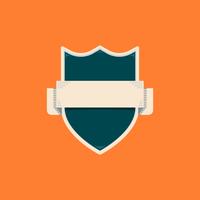 Blank shield badge with blank horizontal banner text template vector
