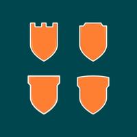 Blank unique orange shield badge shape template set collection vector