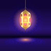 Ramadan background with hanging lantern on mandala design vector