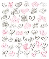 Gran set de letras escritas a mano sobre el amor. vector