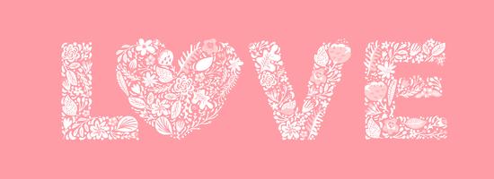 Floral summer word Love vector