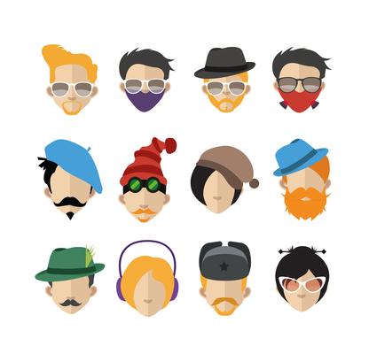 Set of people icons with faces
