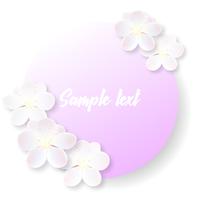 Round label or sticker with delicate sakura flowers vector