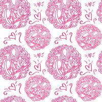 Seamless pattern with hand painted Valentine love and heart vector