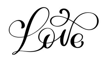 handwritten inscription LOVE for Happy Valentines day card vector