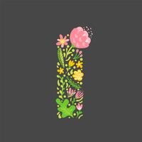 Floral summer Letter I vector