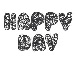 Text happy day on in Scandinavian folk style vector