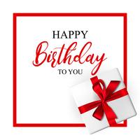 Birthday greeting card with realistic gift box and decorative bow vector