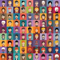 Conjunto de iconos de personas con caras vector