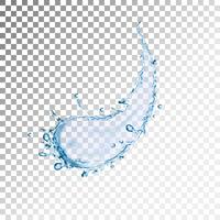 Salpicaduras de agua azul realista con gotas, ilustración vectorial vector