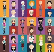 People avatar with full body and torso variations vector