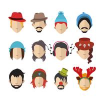 Conjunto de iconos de personas con caras vector