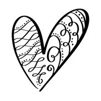 Día de San Valentín del vector de los corazones del vintage de la caligrafía del flourish