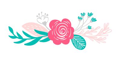 Ramo de flores y elementos florales. vector