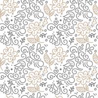 Seamless pattern with hand painted leaves in Scandinavian style vector