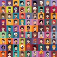 Set of people icons with faces vector