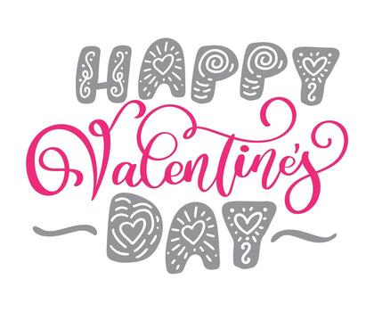 Happy Valentines Day typography poster with handwritten  vector