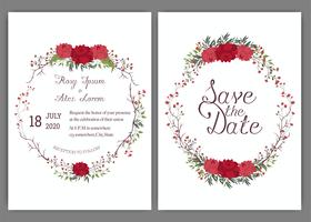 Elegant wedding cards consist of various kinds of flowers. vector