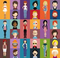 People avatar with full body and torso variations vector