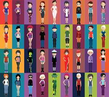 People avatar with full body and torso variations vector