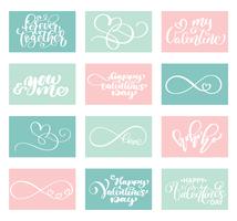 Set de letras amor vector plantillas de tarjetas de día de San Valentín