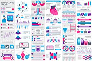 Infografía médica elementos de visualización de datos vector diseño de plantilla