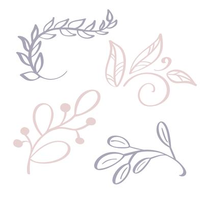 Hand drawn Wild flowers branch 
