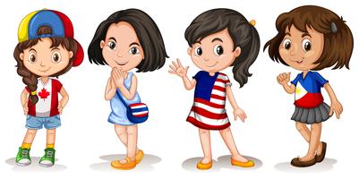 Girls from different countries  vector