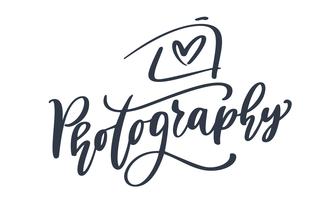 camera photography logo icon vector template calligraphic inscription photography text Isolated on white background