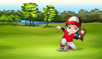 A baseball catcher at the field vector