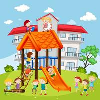 Students playing at the playground in school vector