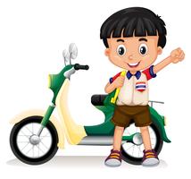 Little boy and motorcycle vector