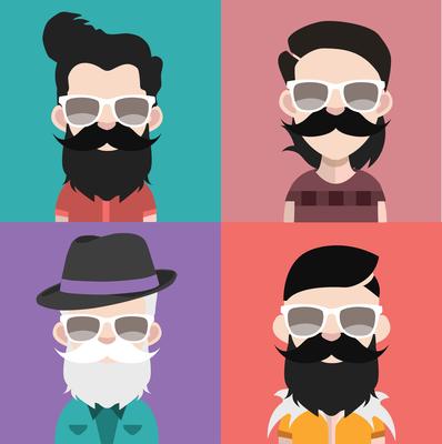 Set of people icons with faces