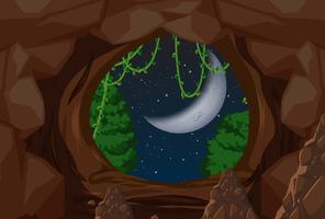 Entrance to cave night scene vector