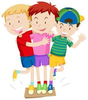 Three boys playing game vector