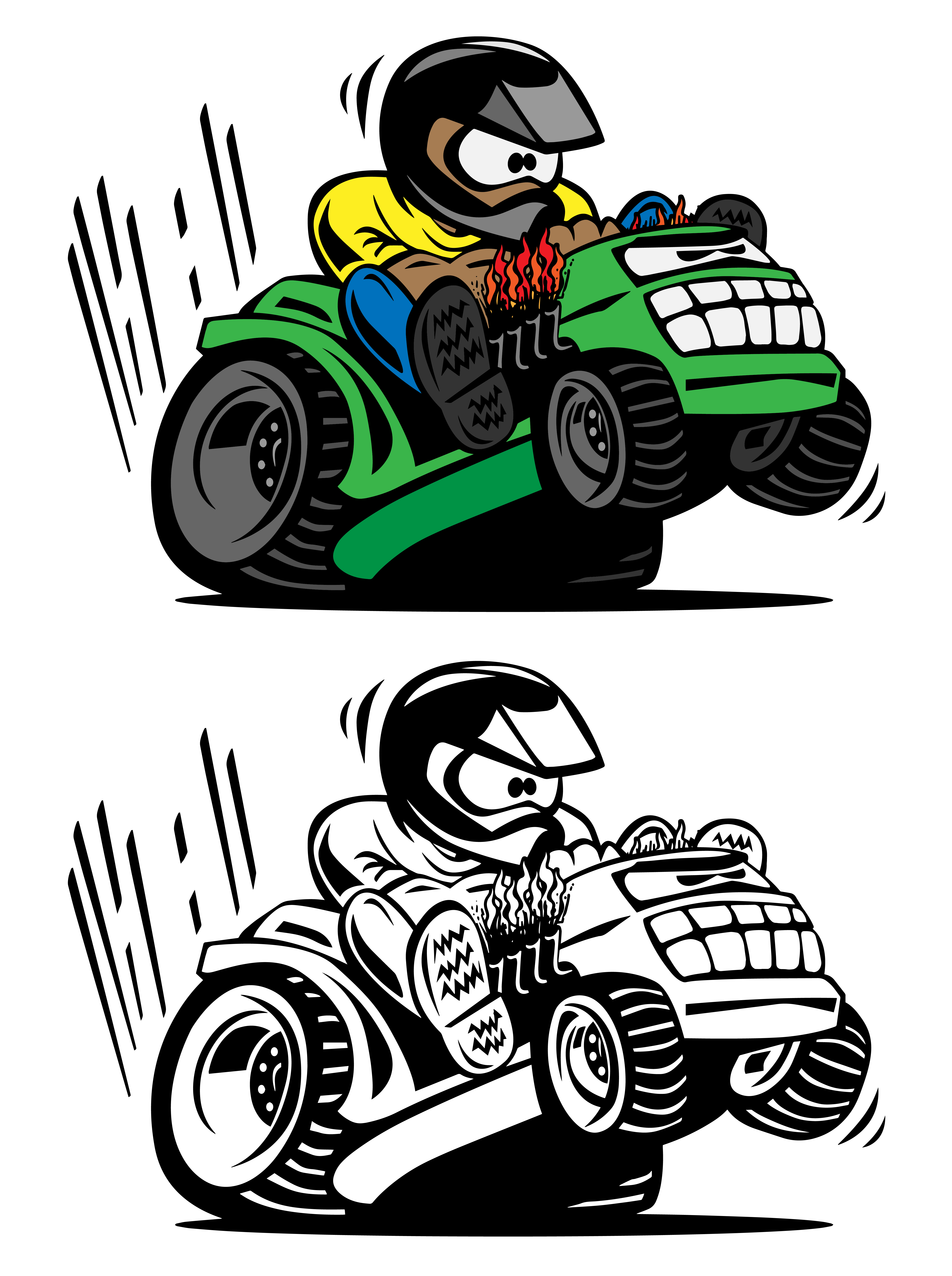 Cartoon Racing Lawnmower Vector Illustration Download Free Vectors Clipart Graphics Vector Art