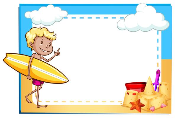 Frame showing a boy at the beach