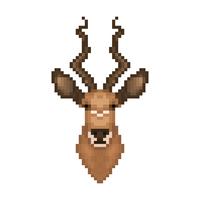 Antelope head in pixel art style. vector