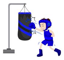 Boxer punching on punching bag vector