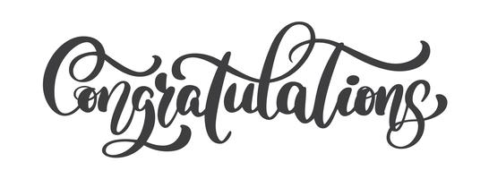 Hand written Congratulations calligraphy text vector