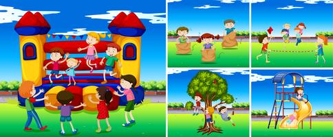 Scenes with children in the playground vector