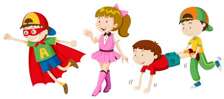 Children in different costumes vector