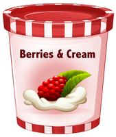 Berries and cream in cup vector