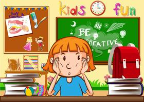 Girl learning in the classroom vector