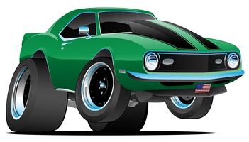 Ilustración de Vector de dibujos animados de American Muscle Car de estilo clásico de los años 60