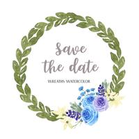 Guirnaldas de flores de acuarela pintadas a mano con borde de marco de texto, exuberante florales acuarelas aisladas sobre fondo blanco. Diseño de decoración para la tarjeta, guardar la fecha, tarjetas de invitación de boda, cartel, banner. vector