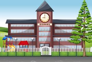 School building and playground vector